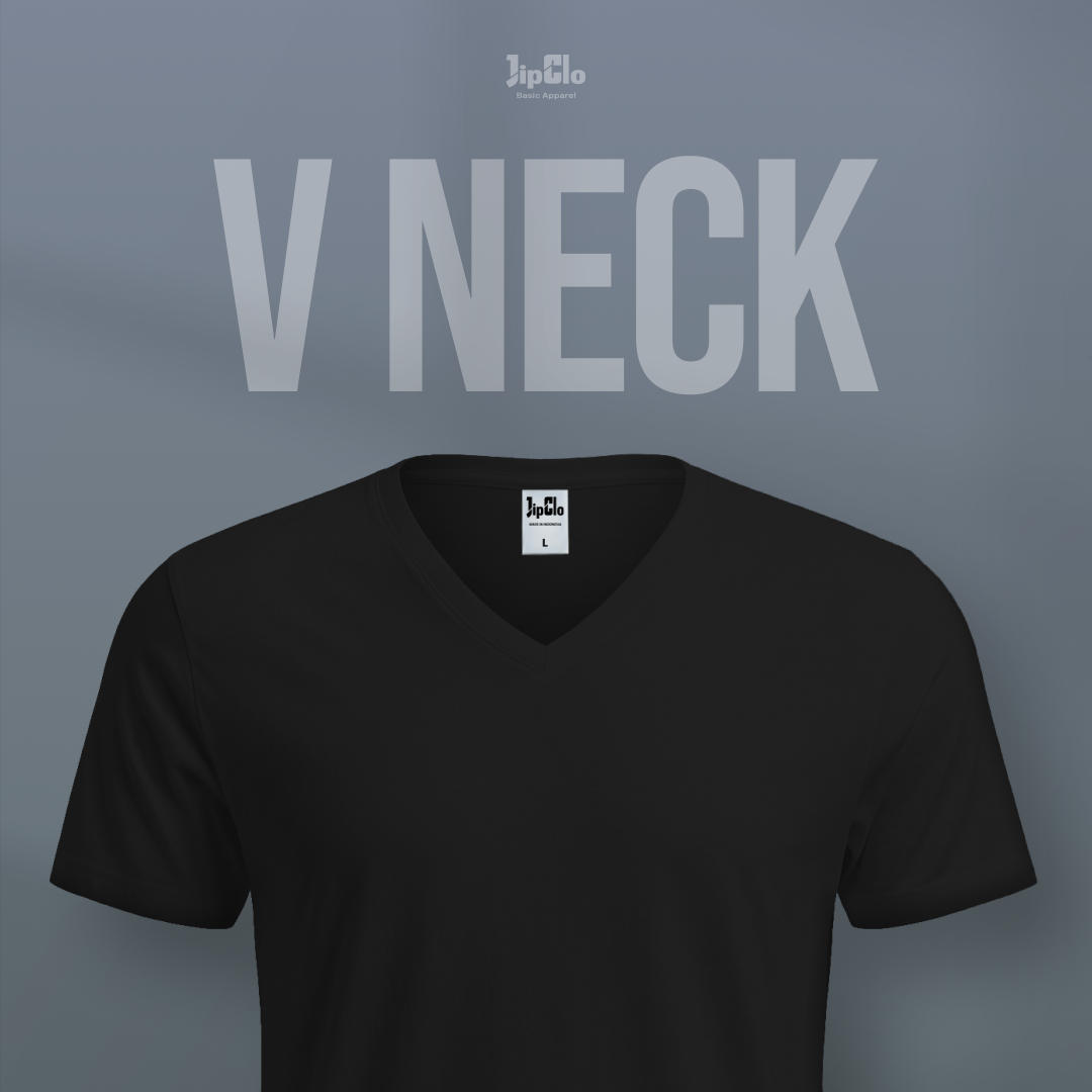 Kaos Polos V-Neck Cotton 30s Hitam - Jipclo