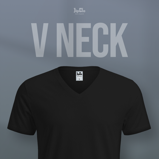 Kaos Polos V-Neck Cotton 30s Hitam - Jipclo