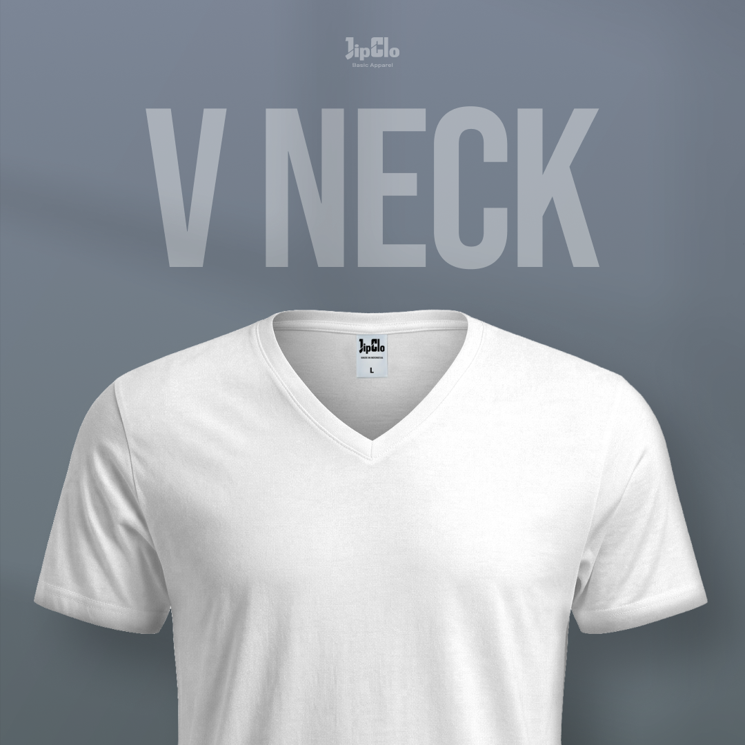 Kaos Polos V-Neck Cotton 30s Putih - Jipclo