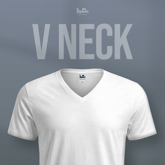 Kaos Polos V-Neck Cotton 30s Putih - Jipclo