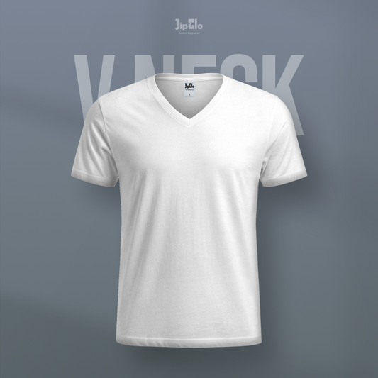 Kaos Polos V-Neck Cotton 30s Putih - Jipclo