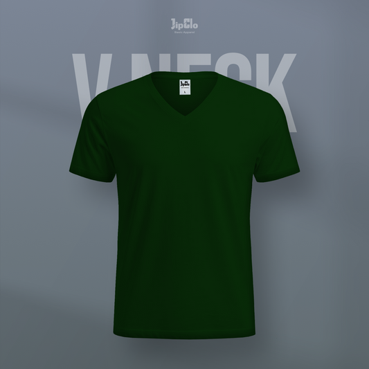 Kaos Polos V-Neck Cotton 30s Hijau Botol - Jipclo