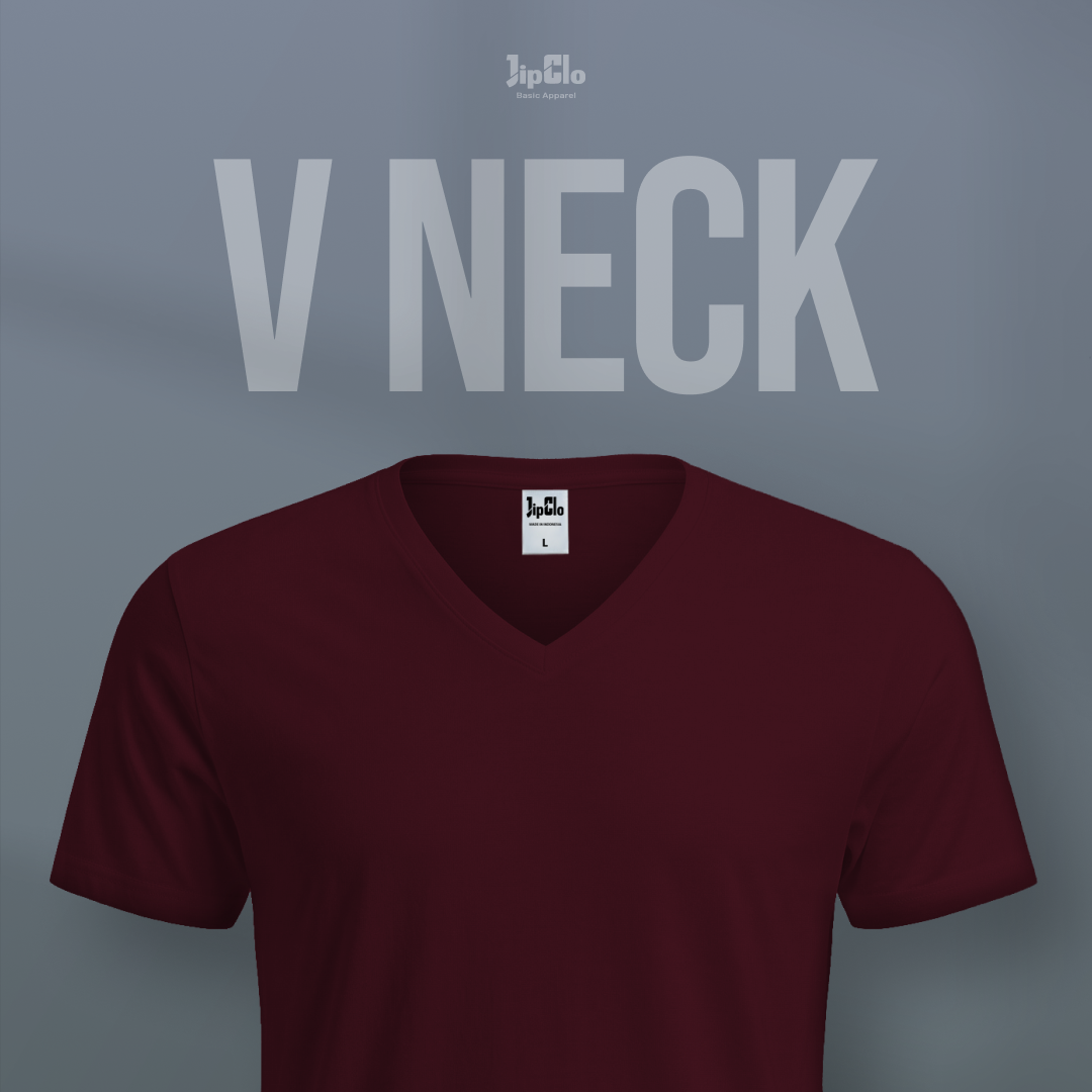 Kaos Polos V-Neck Cotton 30s Maroon - Jipclo