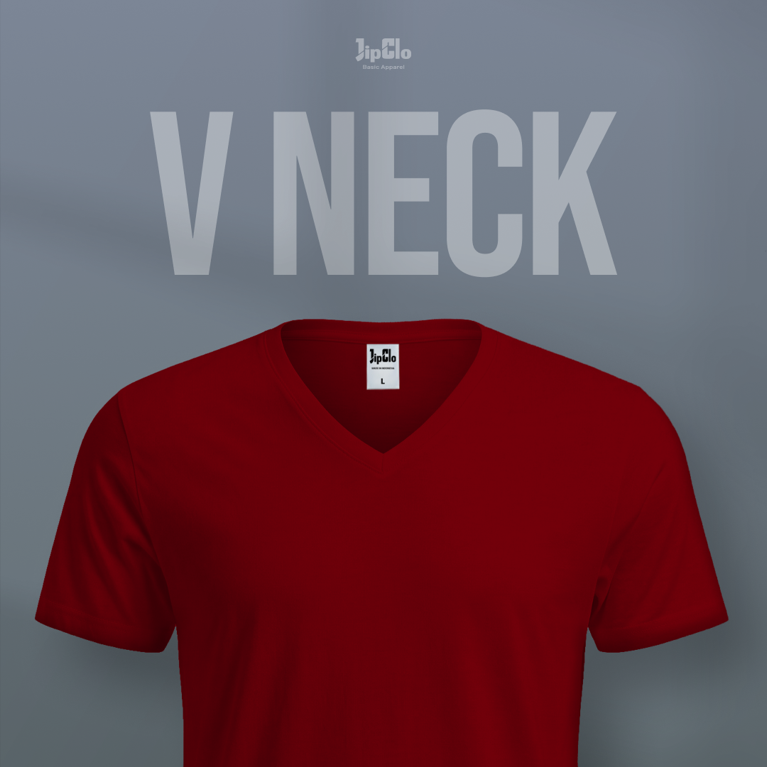 Kaos Polos V-Neck Cotton 30s Merah - Jipclo