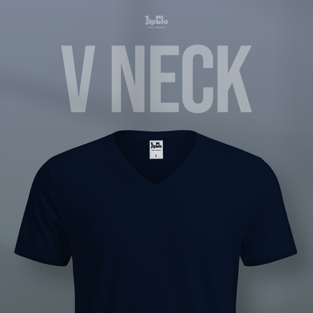 Kaos Polos V-Neck Cotton 30s Navy - Jipclo