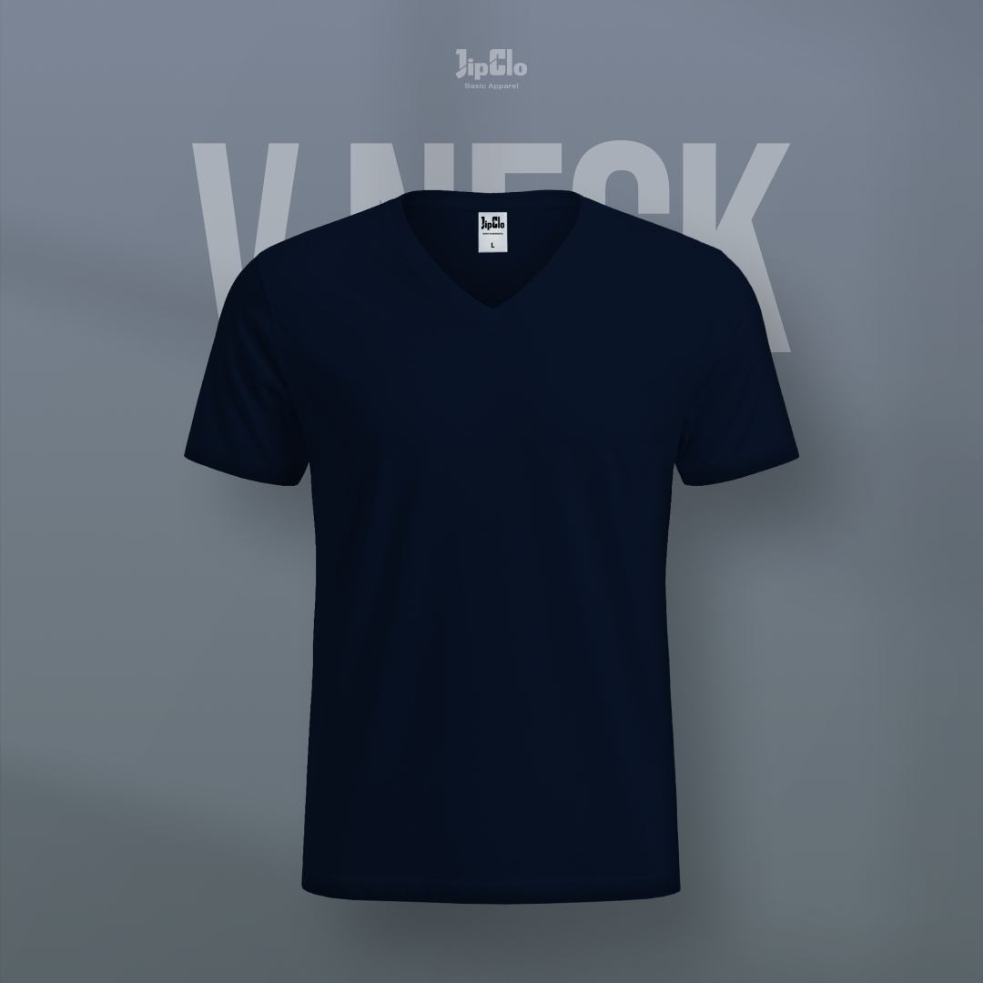 Kaos Polos V-Neck Cotton 30s Navy - Jipclo