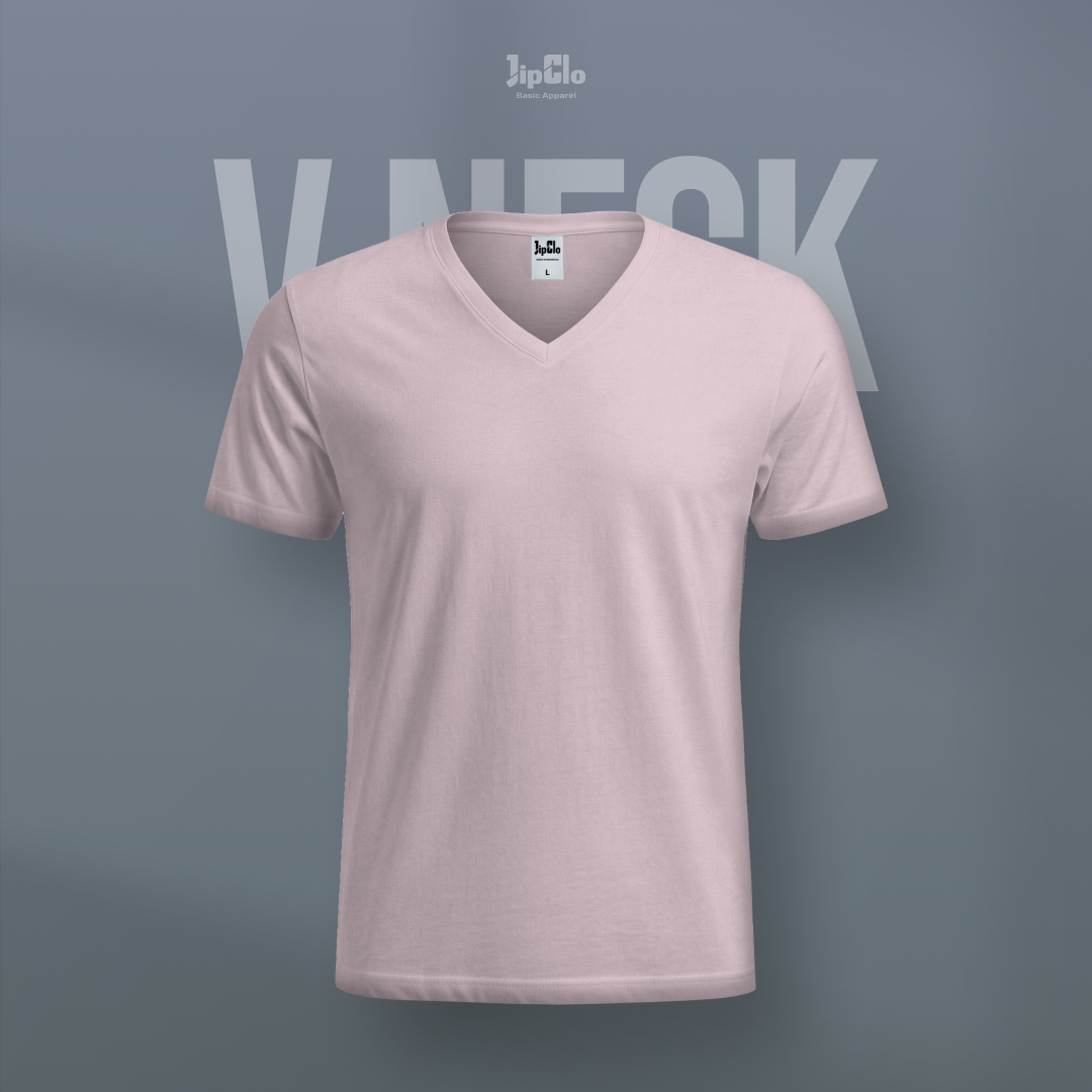 Kaos Polos V-Neck Cotton 30s Pink - Jipclo