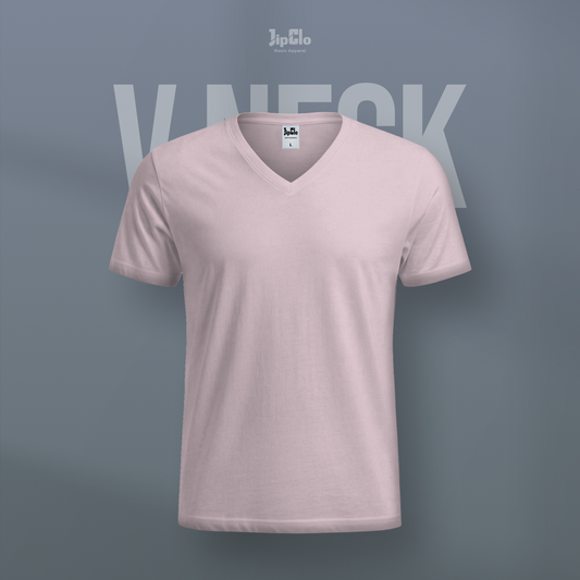 Kaos Polos V-Neck Cotton 30s Pink - Jipclo