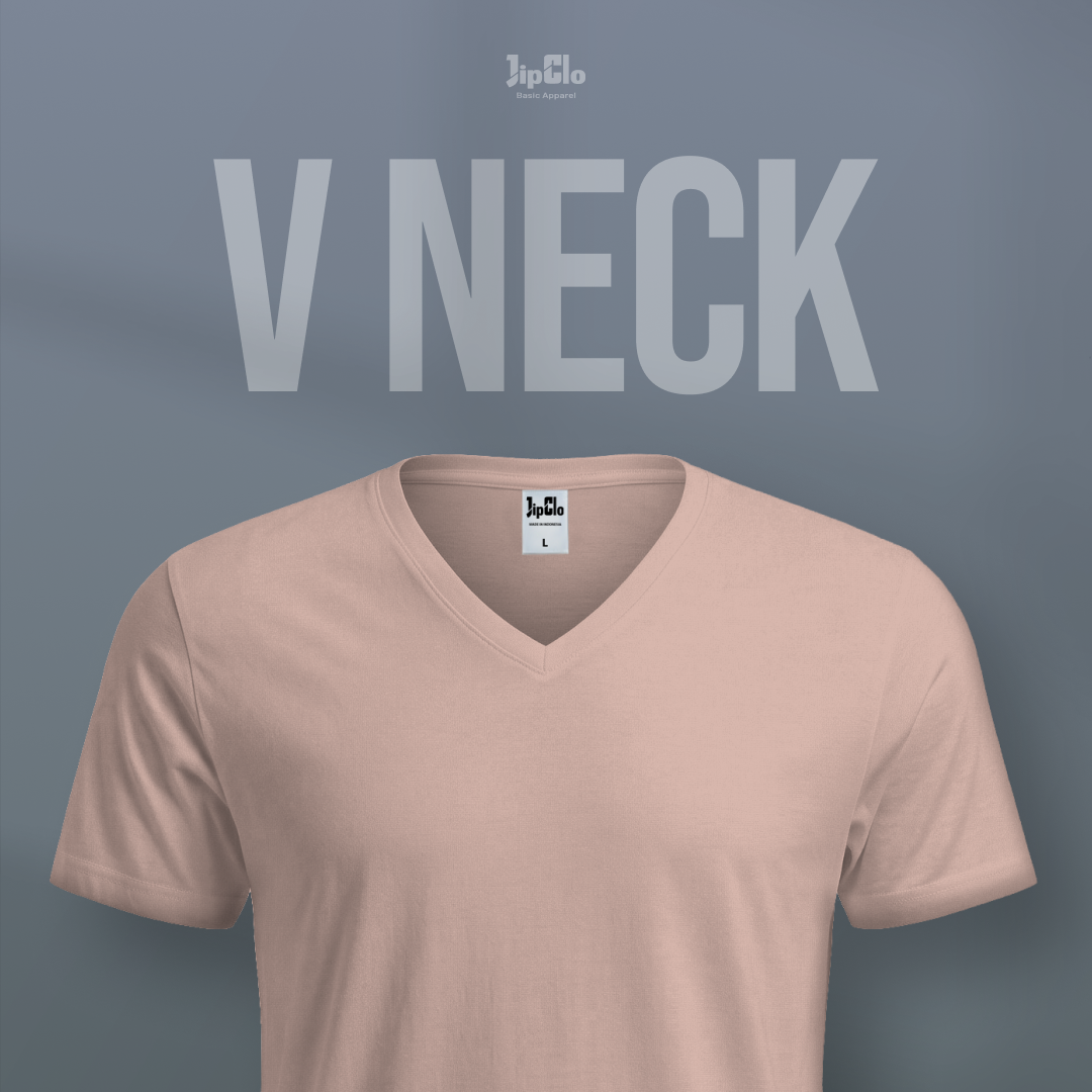 Kaos Polos V-Neck Cotton 30s Salmon - Jipclo