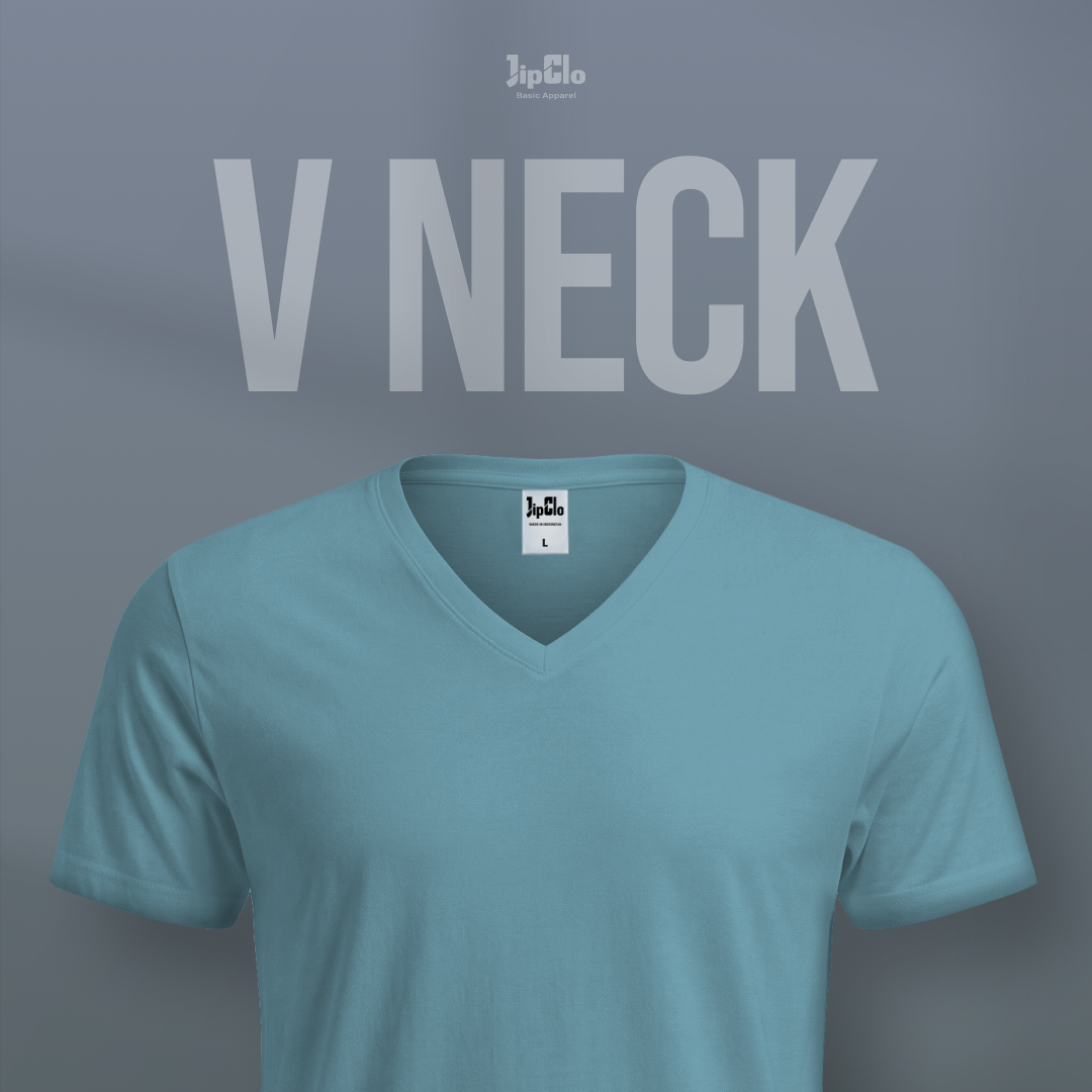 Kaos Polos V-Neck Cotton 30s Sea Green - Jipclo