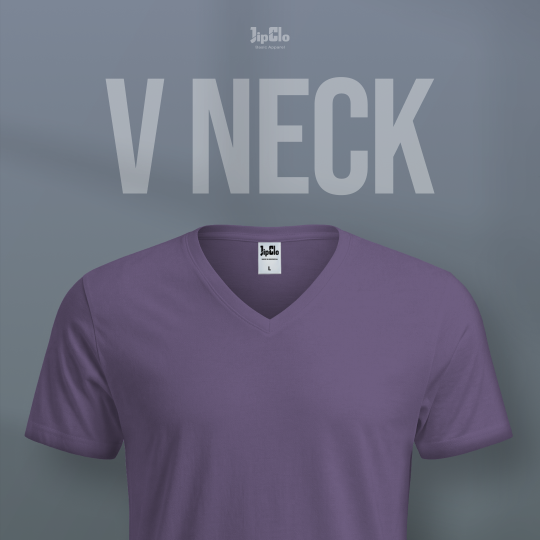 Kaos Polos V-Neck Cotton 30s Ungu - Jipclo