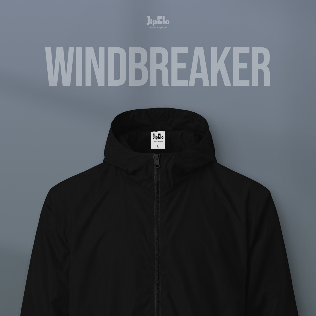 Jaket Windbreaker Hitam - Jipclo